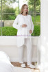 Ekru Renk Dantel Detaylı Derin Patlı, Erdeniz 3427 Kışlık Sabahlıklı 3lü Lohusa Pijama Takımı