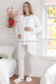 Ekru Renk Dantel Detaylı Derin Patlı, Erdeniz 3427 Kışlık Sabahlıklı 3lü Lohusa Pijama Takımı, 8509990002862, Lohusa - Hamile Pijama Takımları, 8509990002862