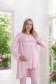 Pembe Renk Dantel Detaylı Derin Patlı, Erdeniz 3427 Kışlık Sabahlıklı 3lü Lohusa Pijama Takımı, 8509990002893, Lohusa - Hamile Pijama Takımları, 8509990002893