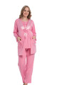 Pembe Renk, Kısa Kol, Dantel Detaylı, Sabahlıklı Lohusa Hamile Pijama Takımı Jenika 35726, Jenika-35726, Lohusa - Hamile Pijama Takımları
