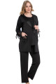 Siyah Renk, Kısa Kol, Dantel Detaylı, Sabahlıklı Lohusa Hamile Pijama Takımı Jenika 35737, Jenika-35737, Lohusa - Hamile Pijama Takımları