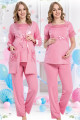 Pembe Renk, Kısa Kol, Dantel Detaylı, Sabahlıklı Lohusa Hamile Pijama Takımı Jenika 35757, Jenika-35757, Lohusa - Hamile Pijama Takımları