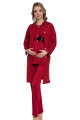 Bordo Renk Kısa Kol Dantel Detaylı Sabahlıklı Lohusa Hamile Pijama Takımı Jenika 51351, Jenika-51351, Lohusa - Hamile Pijama Takımları