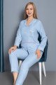Bebe Mavisi Renk Önden Düğmeli Teknur 2483 Dokuma Kumaş Uzun Kol Kadın Pijama Takımı Bebe Mavisi Renk Önden Düğmeli Teknur 2483 Dokuma Kumaş Uzun Kol Kadın Pijama Takımı, Teknur-2483, Teknur Pijama Takımı