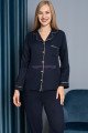 Lacivert Renk Önden Düğmeli Teknur 2484 Dokuma Kumaş Uzun Kol Kadın Pijama Takımı Lacivert Renk Önden Düğmeli Teknur 2484 Dokuma Kumaş Uzun Kol Kadın Pijama Takımı, Teknur-2484, Teknur Pijama Takımı