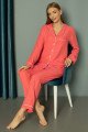 Koyu Pembe Renk Önden Düğmeli Teknur 2488 Dokuma Kumaş Uzun Kol Kadın Pijama Takımı Koyu Pembe Renk Önden Düğmeli Teknur 2488 Dokuma Kumaş Uzun Kol Kadın Pijama Takımı, Teknur-2488, Teknur Pijama Takımı