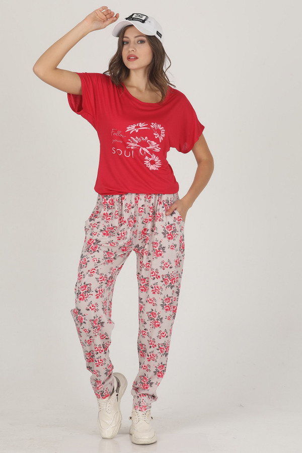 Lady 10001 Şalvar Pijama Takımı - Şalvar Pijama Takımları, ELT0001001-ML, Kısa Kollu Pijama Takımları