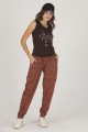 Kadın Kahverengi Leopar Desenli Lady 10002 Şalvar Pijama Takımı