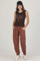 Kadın Kahverengi Leopar Desenli Lady 10002 Şalvar Pijama Takımı, ELT0001002-ML, Kısa Kollu Pijama Takımları