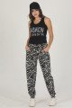 Kadın Siyah Zebra Desenli Lady 10004 Şalvar Pijama Takımı