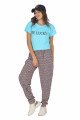 Kadın Mavi Renk ve Desenli Lady 10016 Şalvar Pijama Takımı