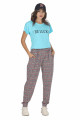 Kadın Mavi Renk ve Desenli Lady 10016 Şalvar Pijama Takımı-Lady