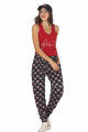 Kadın Bordo Renk ve Çiçek Desenli Lady 10020 Şalvar Pijama Takımı-Lady