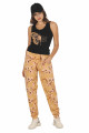 Kadın Sarı Renk ve Çiçek Desenli Lady 10024 Şalvar Pijama Takımı-Lady