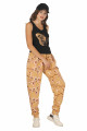 Kadın Sarı Renk ve Çiçek Desenli Lady 10024 Şalvar Pijama Takımı-Lady