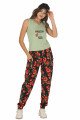 Kadın Yeşil Renk ve Çiçek Desenli Lady 10030 Şalvar Pijama Takımı