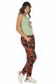 Kadın Yeşil Renk ve Çiçek Desenli Lady 10030 Şalvar Pijama Takımı, ELT0010030-ML, Kısa Kollu Pijama Takımları