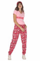 Kadın Pembe Renk ve Çiçek Desenli Lady 10032 Şalvar Pijama Takımı-Lady
