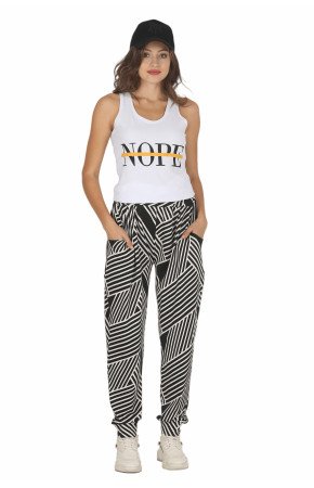 Kadın Beyaz Renk ve Çizgi Desenli Lady 10034 Şalvar Pijama Takımı