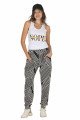 Kadın Beyaz Renk ve Çizgi Desenli Lady 10034 Şalvar Pijama Takımı, ELT0010034-ML, Kısa Kollu Pijama Takımları