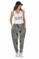 Kadın Beyaz Renk ve Çizgi Desenli Lady 10034 Şalvar Pijama Takımı, ELT0010034-ML, Kısa Kollu Pijama Takımları