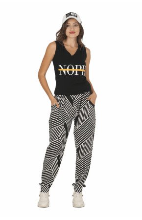 Kadın Beyaz Renk ve Çizgi Desenli Lady 10035 Şalvar Pijama Takımı
