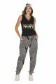 Kadın Beyaz Renk ve Çizgi Desenli Lady 10035 Şalvar Pijama Takımı