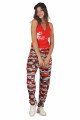 Kadın Kırmızı Renk ve Çiçek Desenli Lady 10036 Şalvar Pijama Takımı