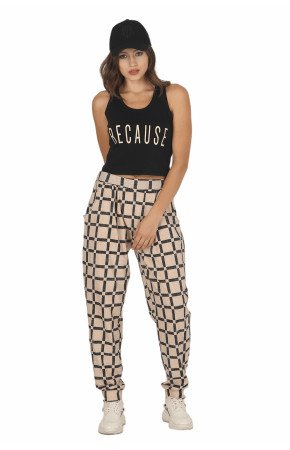 Kadın Siyah Renk ve Ekose Desenli Lady 10041 Şalvar Pijama Takımı