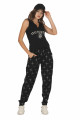 Kadın Siyah Renk ve Desenli Askılı Kol Lady 10043 Şalvar Pijama Takımı-Lady