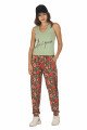 Kadın Yeşil Renk ve Çiçek Desenli Askılı Kol Lady 10049 Şalvar Pijama Takımı Kadın Yeşil Renk ve Çiçek Desenli Askılı Kol Lady 10049 Şalvar Pijama Takımı, ELT0010049-ML, Kısa Kollu Pijama Takımları
