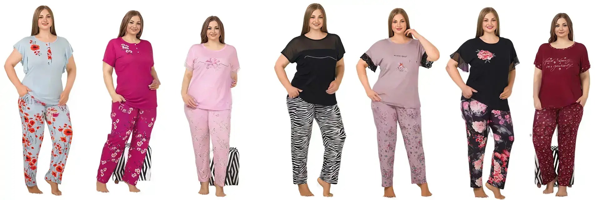 Kısa Kol Büyük Beden Pijama Takımları
