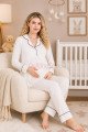 Ekru Renkli, Kol ve Paçaları Manşetli, 33202 Uzun Kol, 2 Parça Lohusa Hamile Pijama Takımı Ekru Renkli, Kol ve Paçaları Manşetli, 33202 Uzun Kol, 2 Parça Lohusa Hamile Pijama Takımı
