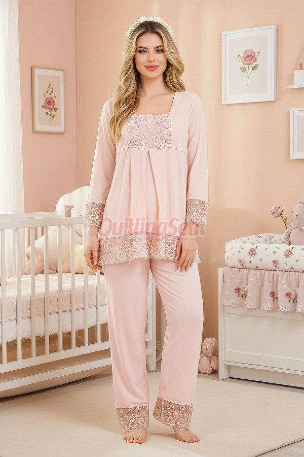 Bebe Pembe Renkli Dantel Detaylı, 33203 Uzun Kol, 2 Parça Lohusa Hamile Pijama Takımı Bebe Pembe Renkli Dantel Detaylı, 33203 Uzun Kol, 2 Parça Lohusa Hamile Pijama Takımı, 8509990041243, Lohusa - Hamile Pijama Takımları, 8509990041243