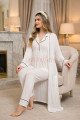 Ekru Renkli Derin Patlı, 33001 Sabahlıklı 3lü Lohusa Hamile Pijama Takımı, 8509990029548, Lohusa - Hamile Pijama Takımları, 8509990029548