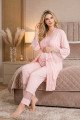 Pembe Renkli, Derin Patlı, Dantel Detaylı 33002 Sabahlıklı 3lü Lohusa Hamile Pijama Takımı Pembe Renkli, Derin Patlı, Dantel Detaylı 33002 Sabahlıklı 3lü Lohusa Hamile Pijama Takımı