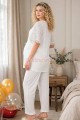 Ekru Renkli Dantel Detaylı, 33207 Kısa Kol, 2 Parça Lohusa Hamile Pijama Takımı, 8509990041724, Lohusa - Hamile Pijama Takımları, 8509990041724