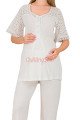 Ekru Renkli Dantel Detaylı, 33207 Kısa Kol, 2 Parça Lohusa Hamile Pijama Takımı, 8509990041724, Lohusa - Hamile Pijama Takımları, 8509990041724