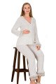 Ekru Renkli Dantel Detaylı, 33208 Uzun Kol 2 Parça Lohusa Hamile Pijama Takımı, 8509990041847, Lohusa - Hamile Pijama Takımları, 8509990041847