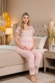 Pembe Renkli, Derin Patlı, Dantel Detaylı 33002 Sabahlıklı 3lü Lohusa Hamile Pijama Takımı Pembe Renkli, Derin Patlı, Dantel Detaylı 33002 Sabahlıklı 3lü Lohusa Hamile Pijama Takımı