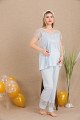Mavi Renkli, Derin Patlı, Dantel Detaylı 33002 Sabahlıklı 3lü Lohusa Hamile Pijama Takımı Mavi Renkli, Derin Patlı, Dantel Detaylı 33002 Sabahlıklı 3lü Lohusa Hamile Pijama Takımı