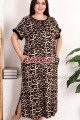 Siyah Renk Leopar Desenli Kısa Kol, Lady 7263 Battal Büyük Beden Anne Gecelik, Anne Uzun Elbise Siyah Renk Leopar Desenli Kısa Kol, Lady 7263 Battal Büyük Beden Anne Gecelik, Anne Uzun Elbise, 2XL-7263, Büyük Beden Elbise, 2XL-7263
