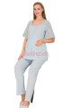 Bebe Mavi Renkli Dantel Detaylı, 33207 Kısa Kol, 2 Parça Lohusa Hamile Pijama Takımı, 8509990041687, Lohusa - Hamile Pijama Takımları, 8509990041687