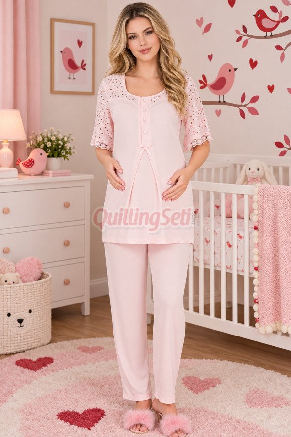 Bebe Pembe Renkli Dantel Detaylı, 33207 Kısa Kol, 2 Parça Lohusa Hamile Pijama Takımı Bebe Pembe Renkli Dantel Detaylı, 33207 Kısa Kol, 2 Parça Lohusa Hamile Pijama Takımı, 8509990041649, Lohusa - Hamile Pijama Takımları, 8509990041649