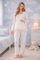 Ekru Renkli, Dantel Detaylı, 33205 Uzun Kol, 2 Parça Lohusa Hamile Pijama Takımı Ekru Renkli, Dantel Detaylı, 33205 Uzun Kol, 2 Parça Lohusa Hamile Pijama Takımı