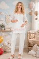 Ekru Renkli Dantel Detaylı, 33207 Kısa Kol, 2 Parça Lohusa Hamile Pijama Takımı, 8509990041724, Lohusa - Hamile Pijama Takımları, 8509990041724