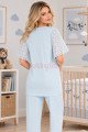 Bebe Mavi Renkli Dantel Detaylı, 33207 Kısa Kol, 2 Parça Lohusa Hamile Pijama Takımı, 8509990041687, Lohusa - Hamile Pijama Takımları, 8509990041687