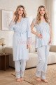 Mavi Renkli, Derin Patlı, Dantel Detaylı 33002 Sabahlıklı 3lü Lohusa Hamile Pijama Takımı Mavi Renkli, Derin Patlı, Dantel Detaylı 33002 Sabahlıklı 3lü Lohusa Hamile Pijama Takımı