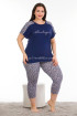 Lacivert Renk ve Çiçek Desenli Lady 10682 Büyük Beden Kapri Pijama Takımı