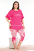 Pembe Renk ve Çiçek Desenli Lady 10684 Büyük Beden Kapri Pijama Takımı